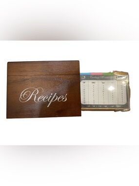 Cooking Baking Wooden Recipe Box with Cards